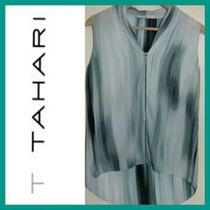 T Tahari Teal Sleeveless Front Zip Top Size XS